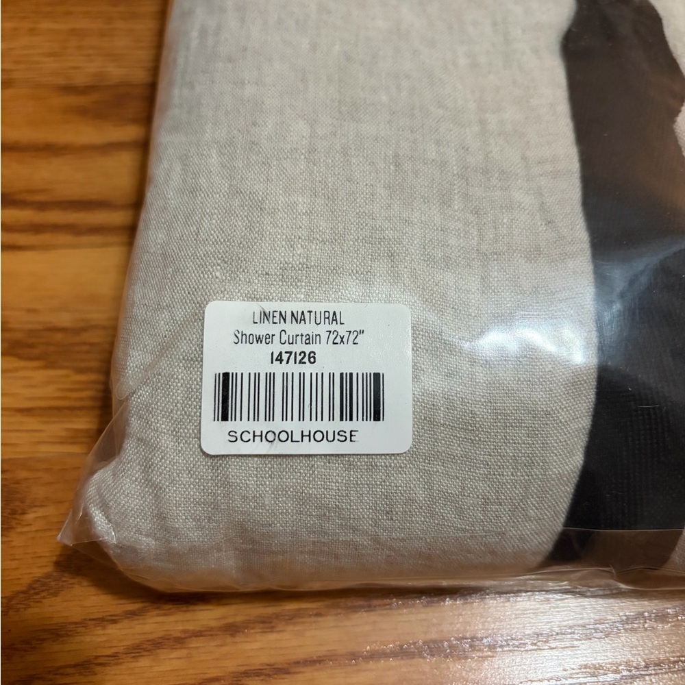 NEW Schoolhouse Linen Natural Shower Curtain 72” x 72” - Picture 3 of 3